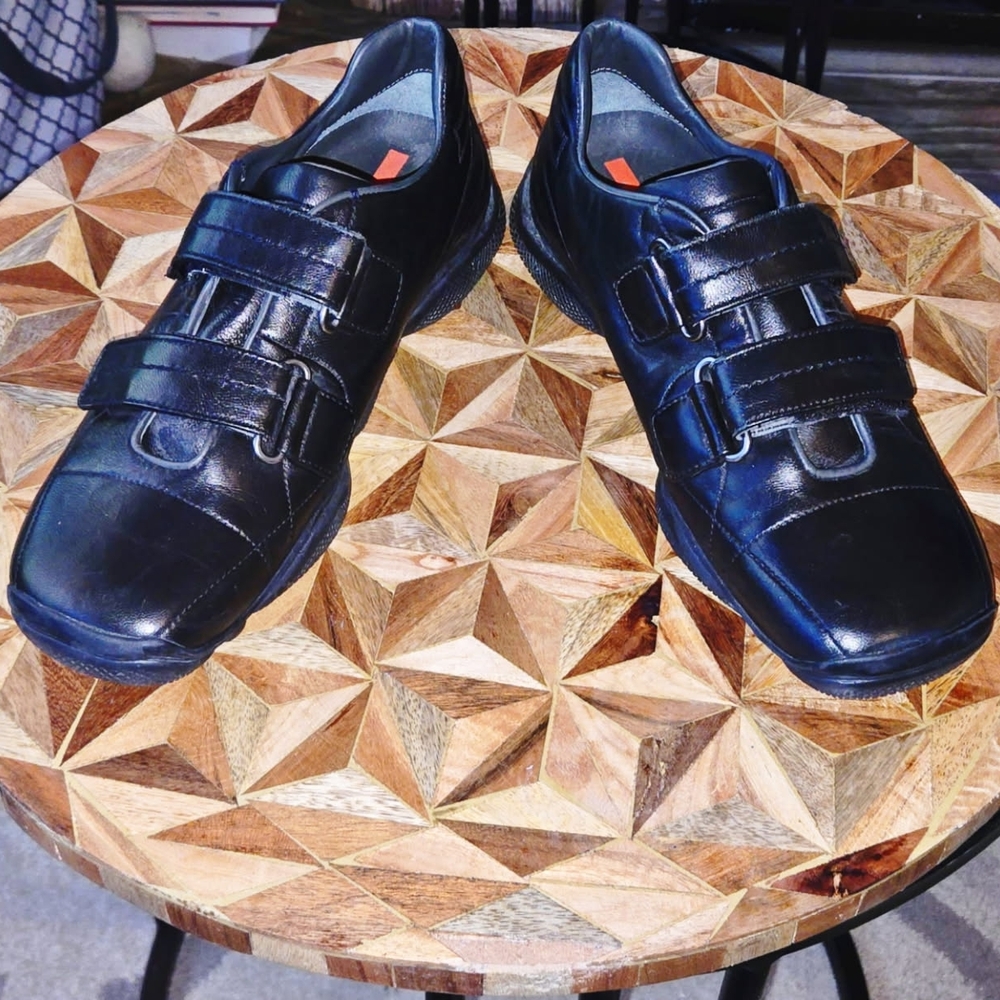 Prada Men's Black Leather Sneakers with Velcro Straps